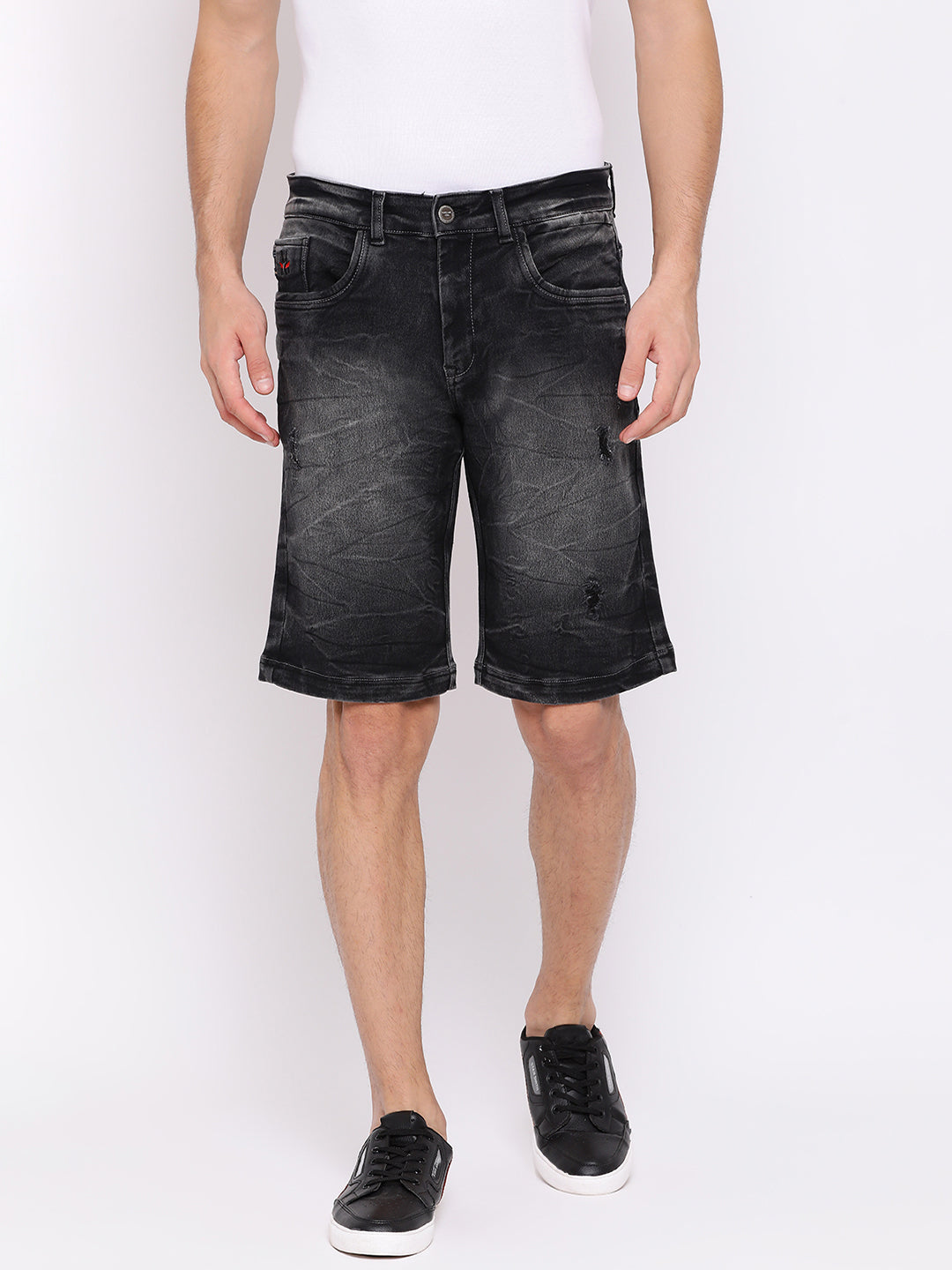 Black Slim Fit Denim shorts - Men Shorts