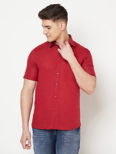 Red Linen Shirt - Men Shirts