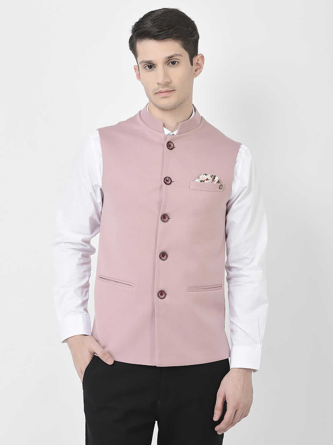 Dusty Pink Waist-Coat-Men Waistcoat-Crimsoune Club