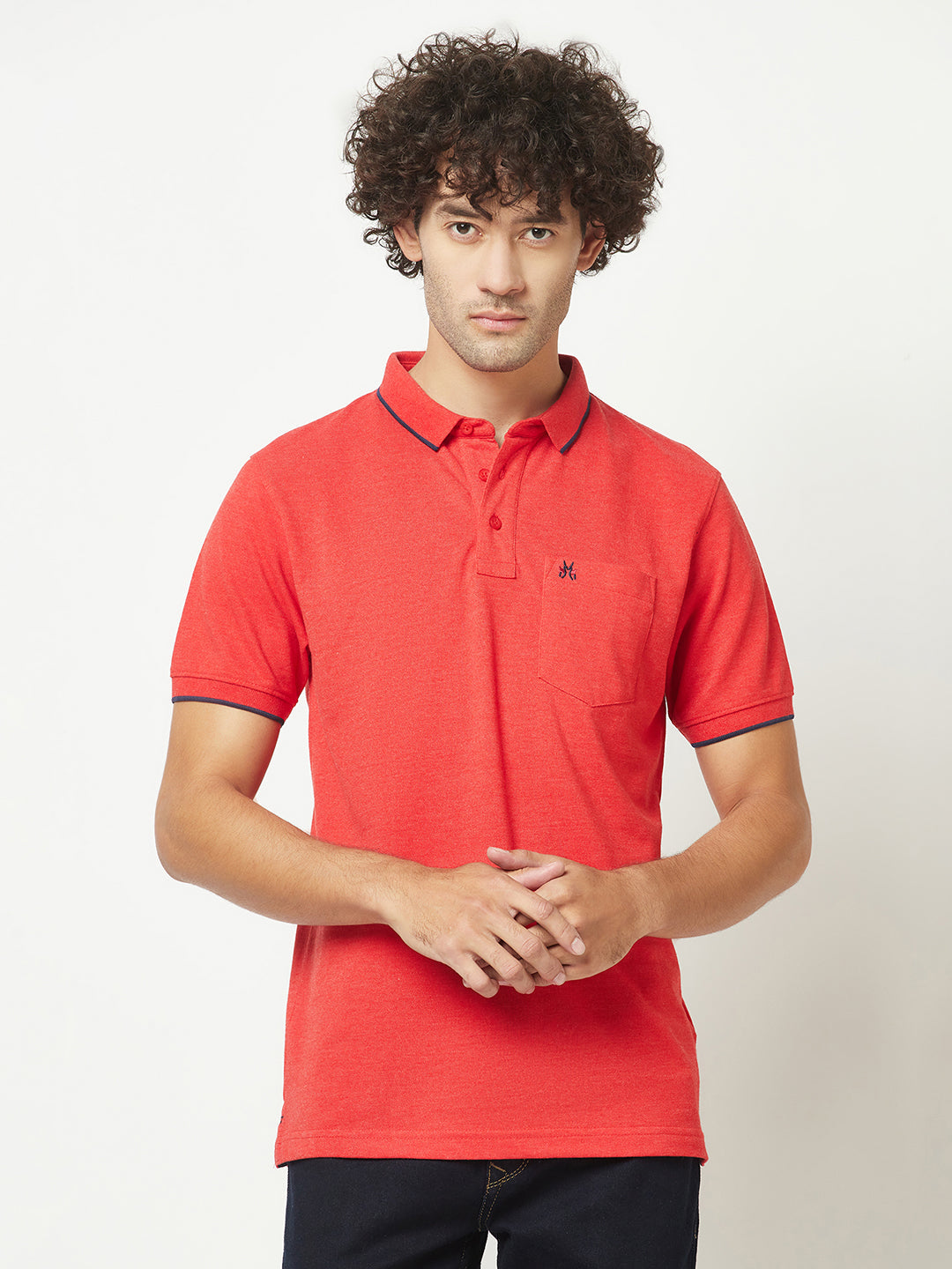  Bright Red Basic Polo T-Shirt