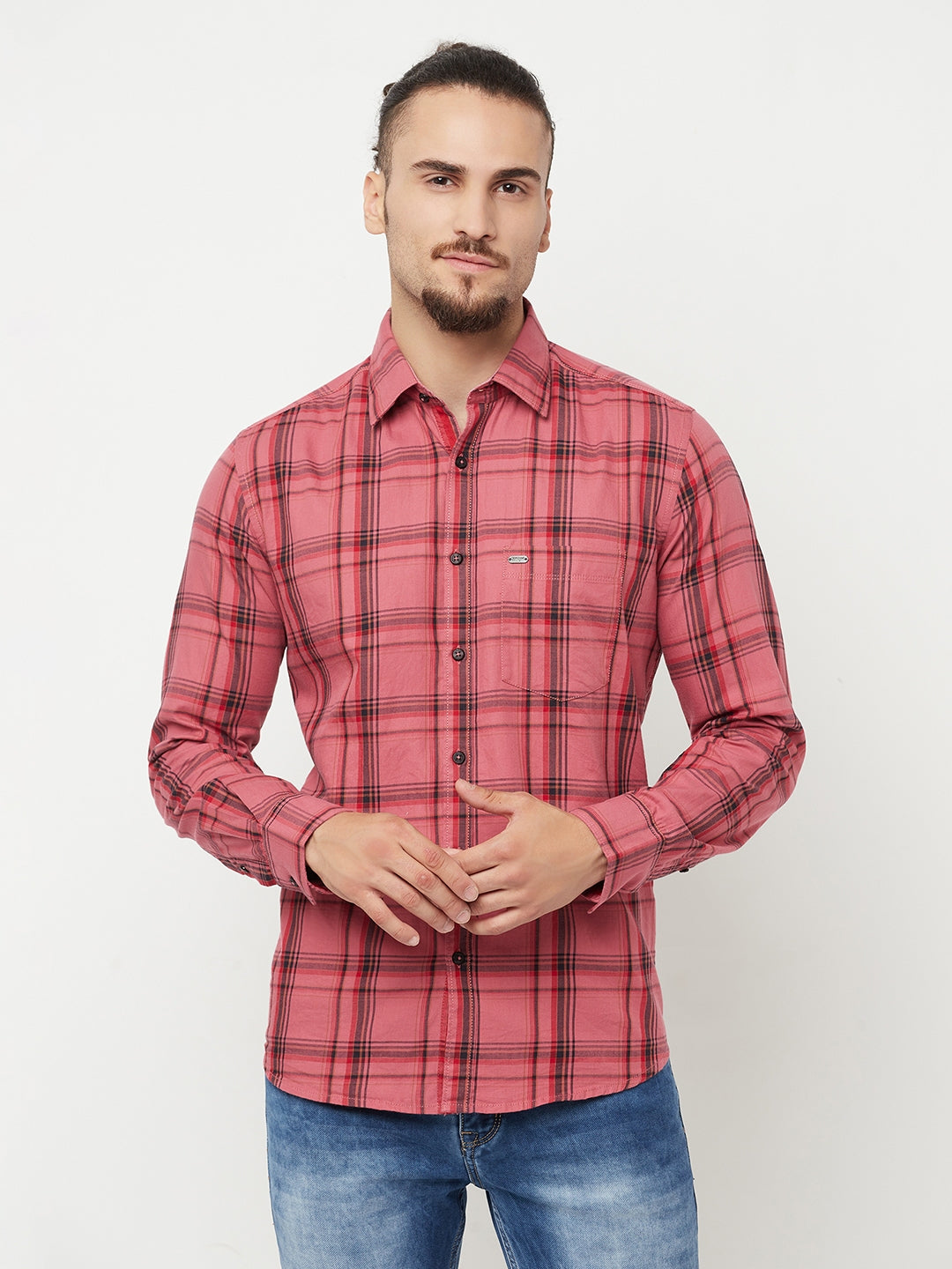 Pink Checked Casual Shirt - Men Shirts