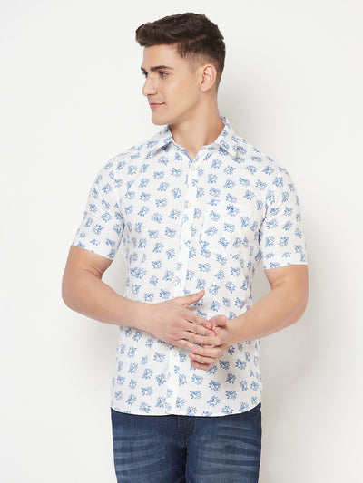 White Floral Shirt - Men Shirts