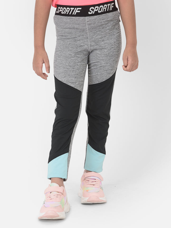 Grey Colourblocked High Waisted Track Pants - Girls Track Pants