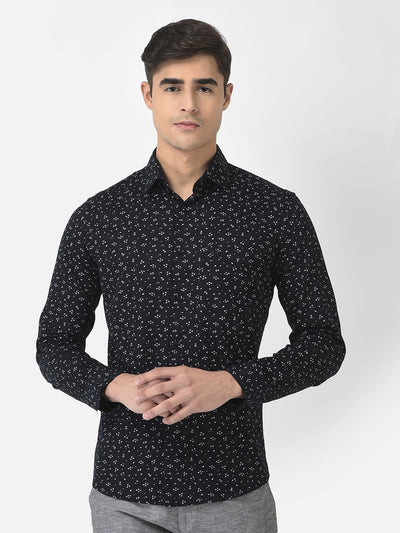  Navy Blue Shirt in Blended Cotton 