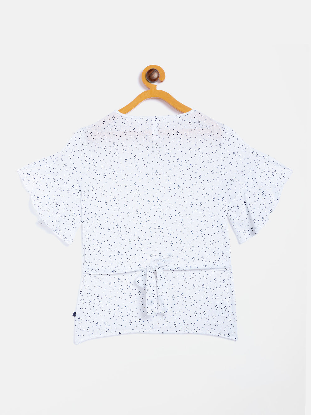 White Printed Flared SleeveTop - Girls Tops
