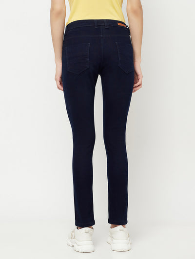 Navy Blue Ankle Length Jeans - Women Jeans