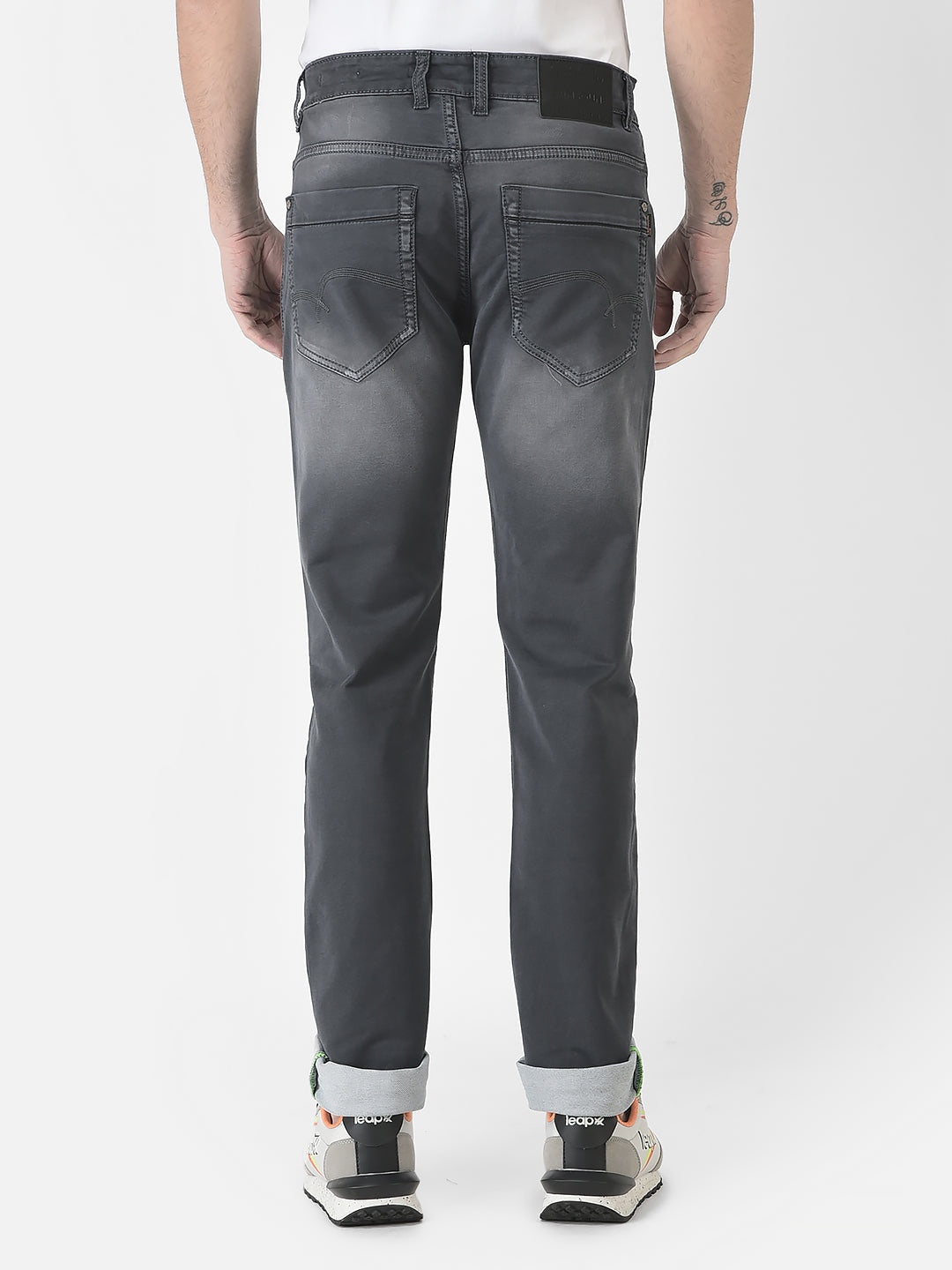  Dark Grey Light-Washed Jeans