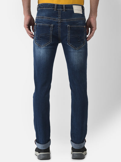 Navy Blue Light Fade Jeans - Men Jeans