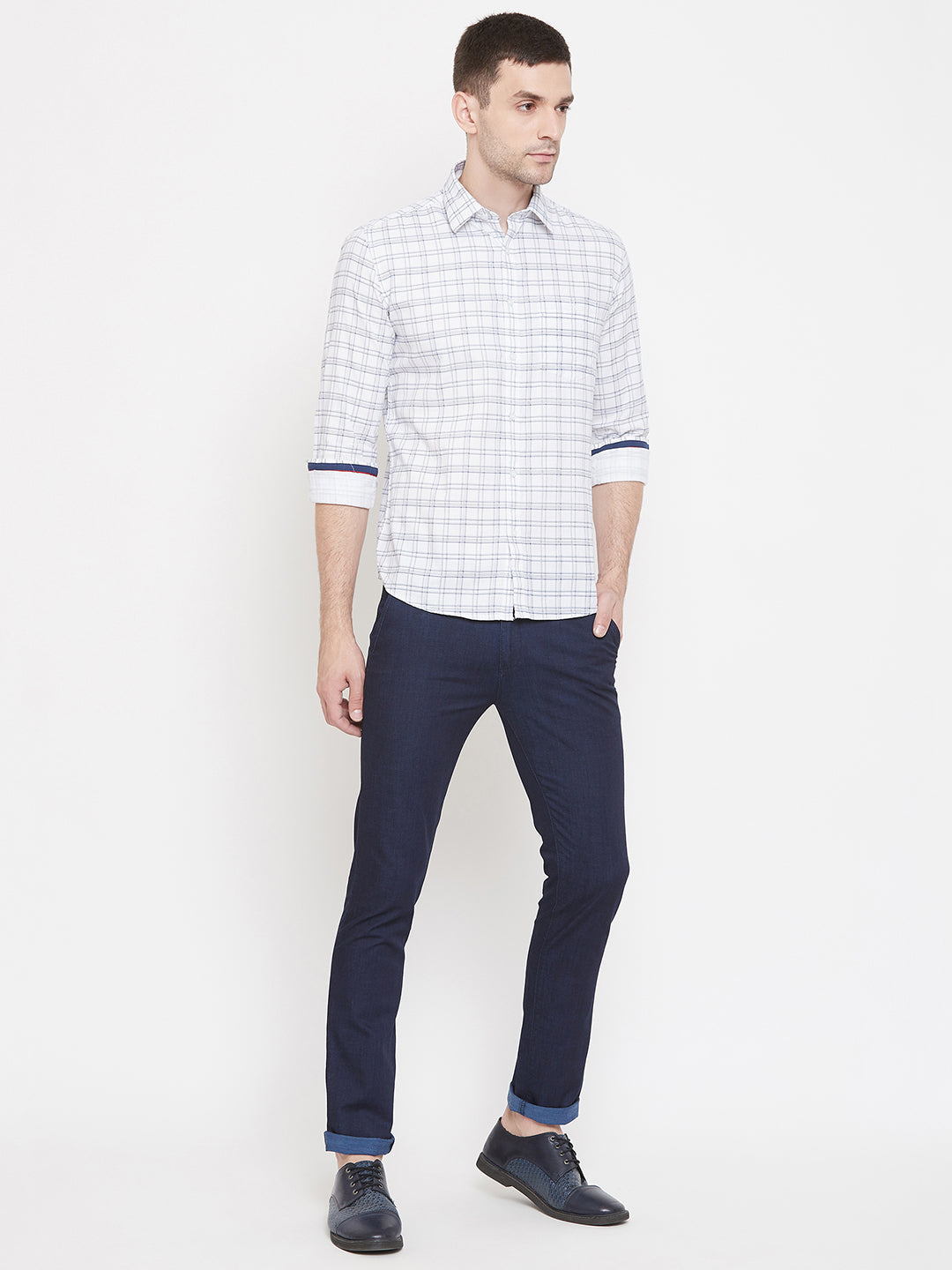 Navy Blue Slim Fit Trousers - Men Trousers