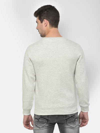 Grey Printed Round Neck Sweatshirt - Men Sweatshirts