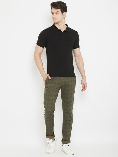 Olive Checked Trousers - Men Trousers