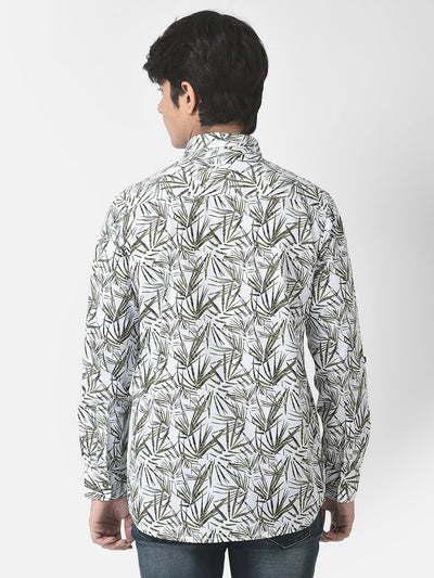  White Grass Printed Shirt