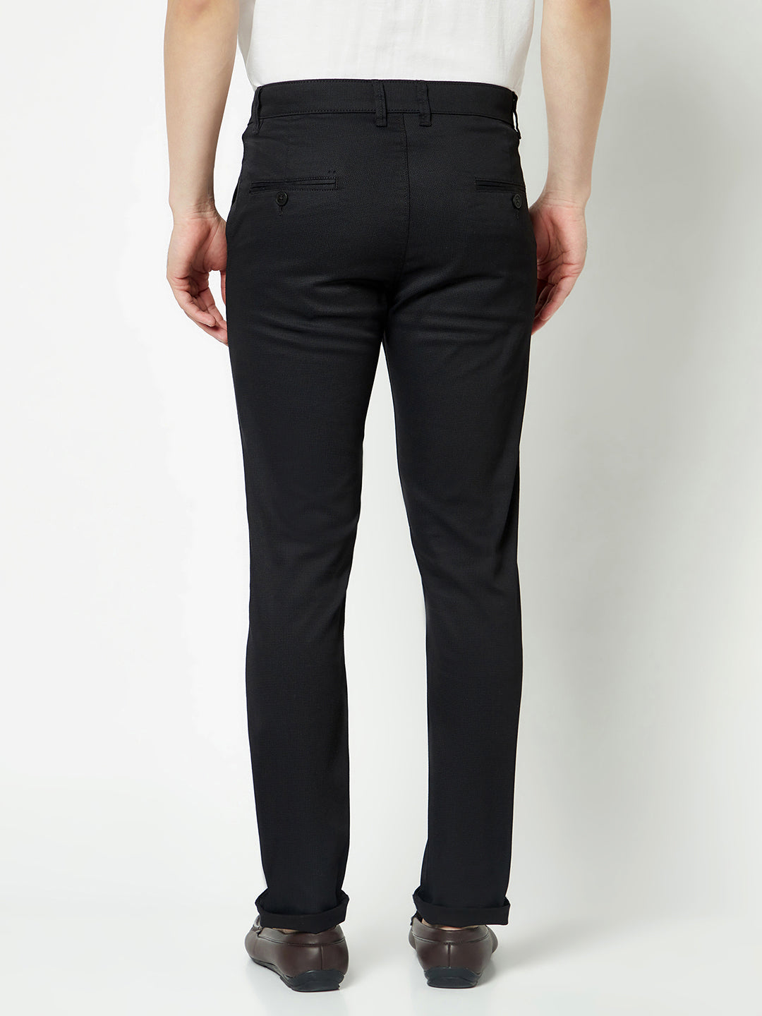  Black Textured Chino Trousers