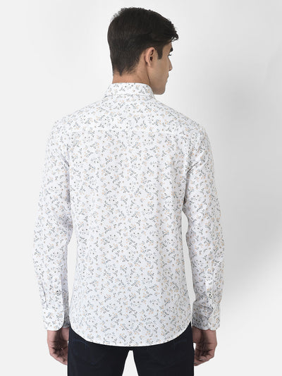  White Floral Shirt in Pure Cotton