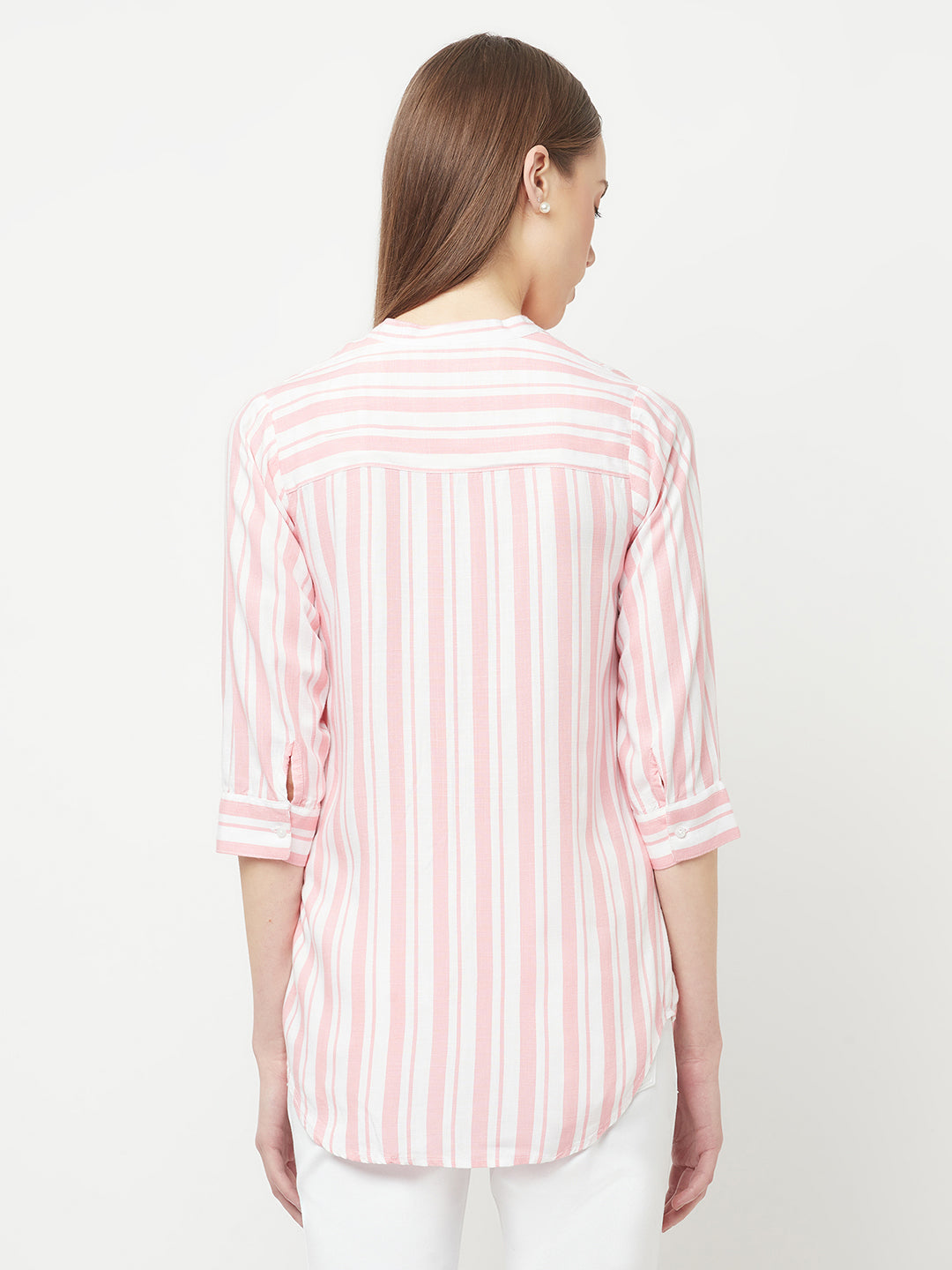 Pink Striped Casual Shirt - Women Shirts