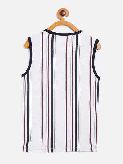 Off White Striped Active T-Shirt - Boys T-Shirts