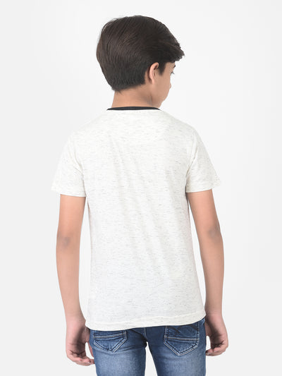 White Printed Round Neck T-shirt - Boys T-Shirts