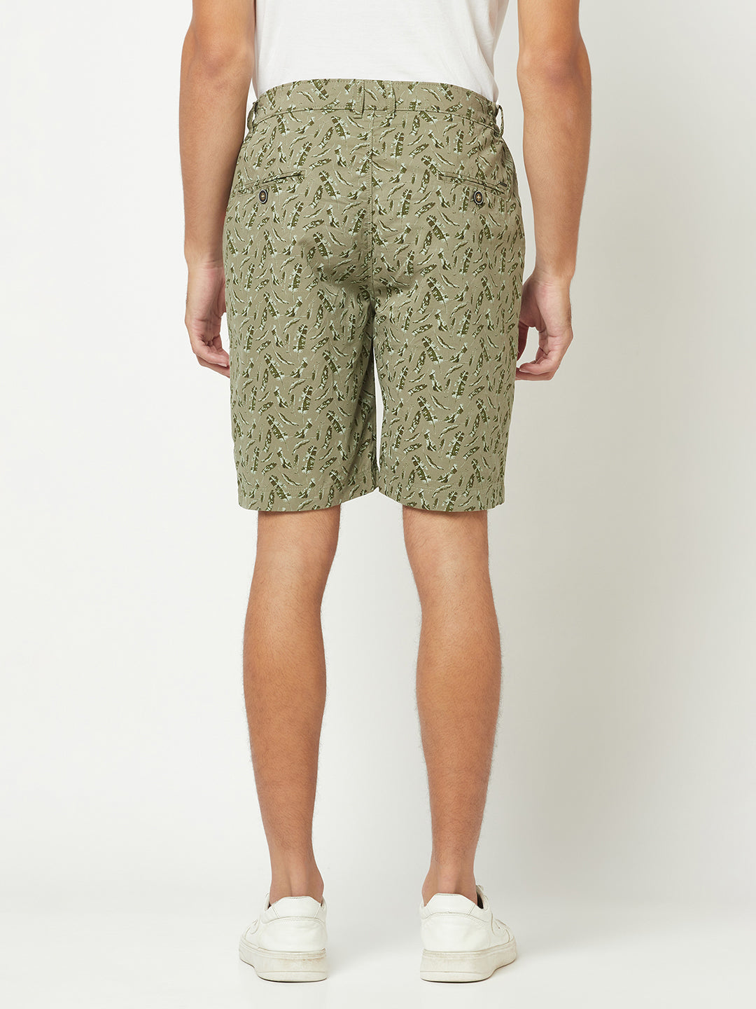 Olive Abstract Print Chino Shorts