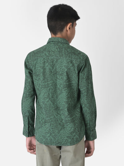 Green Floral Printed Shirt-Boys Shirts-Crimsoune Club