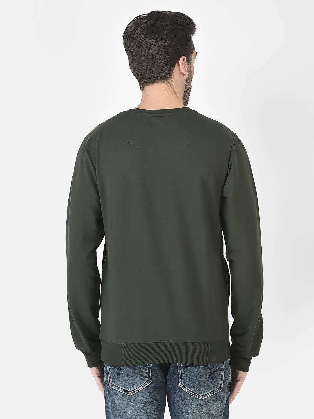  Simple Olive Zip Detailed Sweatshirt