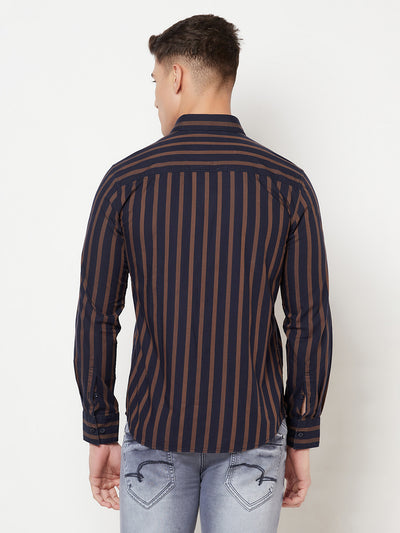 Navy Blue Striped Shirt - Men Shirts