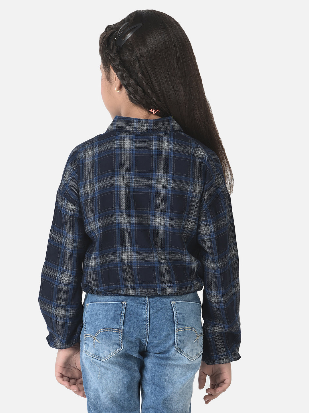  Navy Blue Top in Tartan Checks 