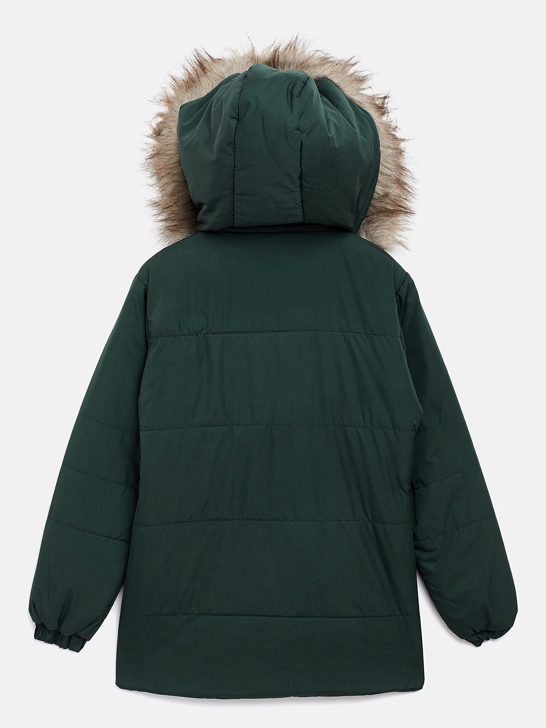 Green Detachable Hood Jacket - Girls Jackets