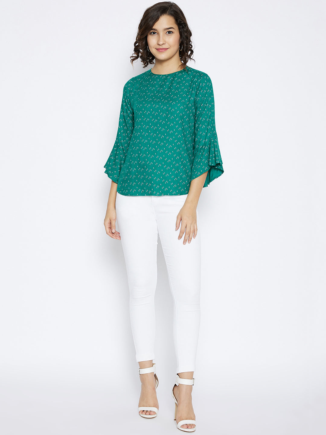 Green Printed Top - Women Tops