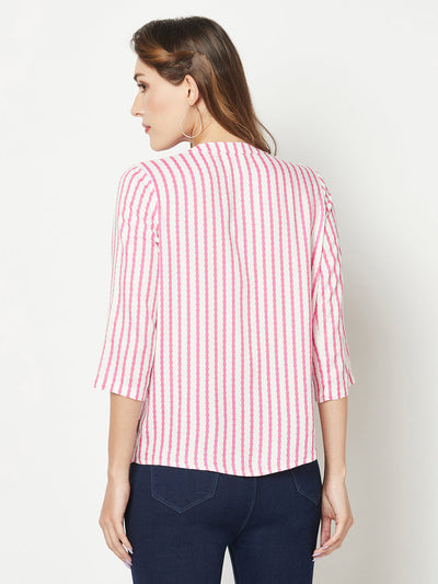  Magenta Pink Striped Shirt