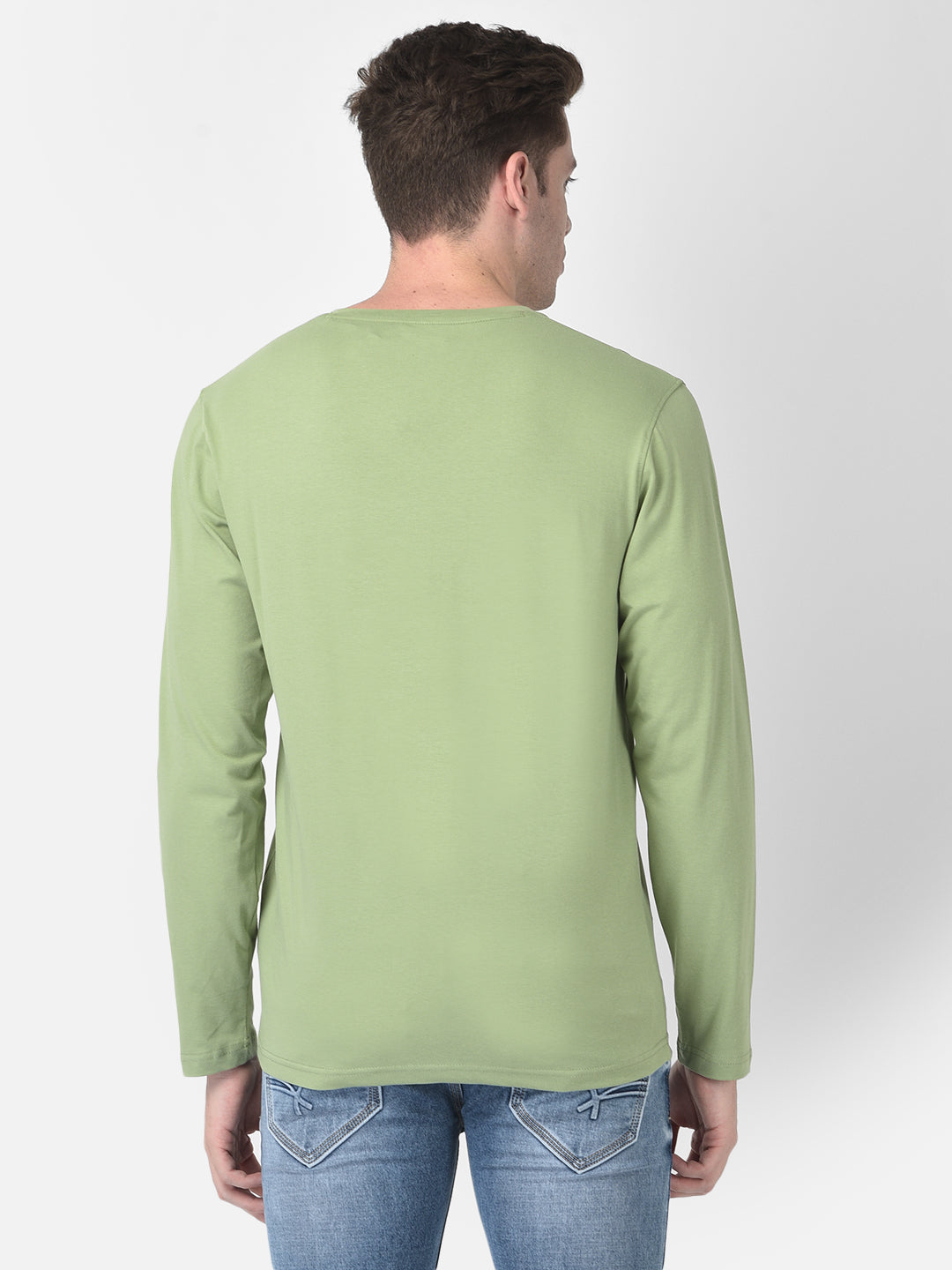 Long-Sleeved Green T-Shirt-Men T-Shirts-Crimsoune Club