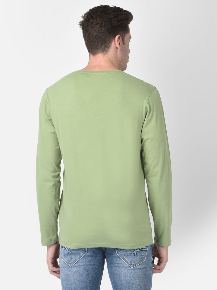 Long-Sleeved Green T-Shirt-Men T-Shirts-Crimsoune Club