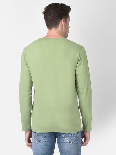 Long-Sleeved Green T-Shirt-Men T-Shirts-Crimsoune Club