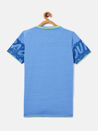 Blue Printed Round Neck T-Shirt - Boys T-Shirts