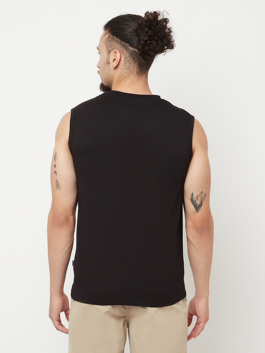Black Printed Round Neck Lounge T-Shirt - Men T-Shirts
