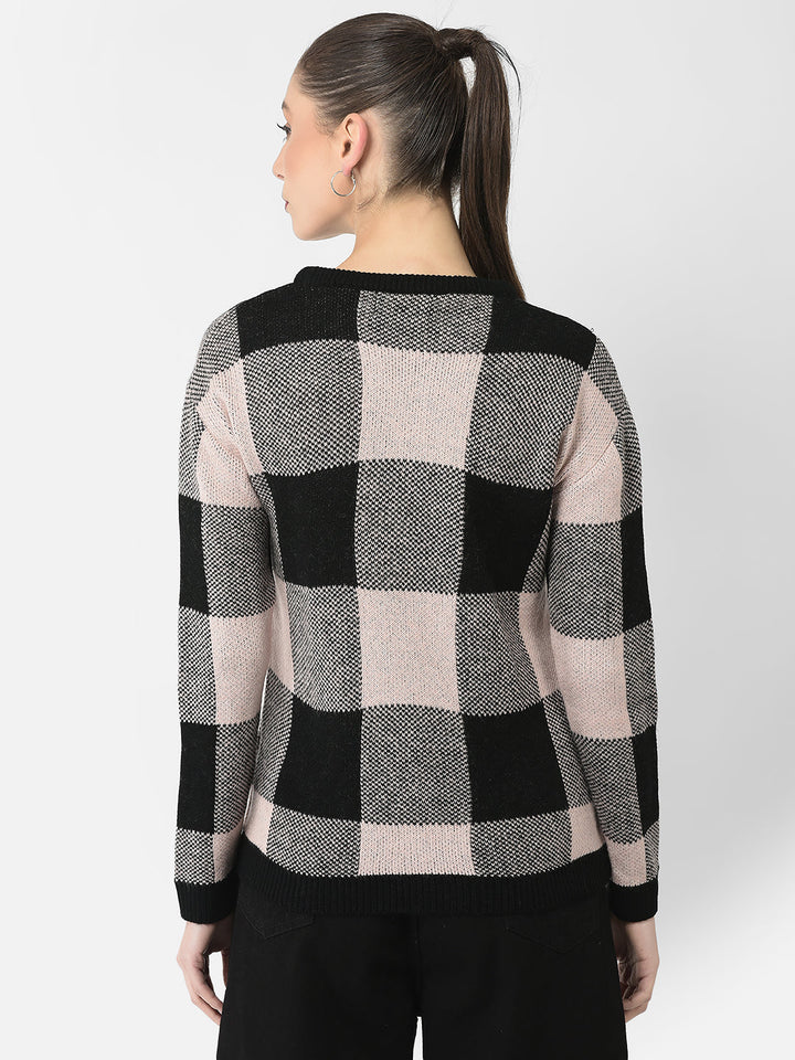  Black-Pink Checked Sweater