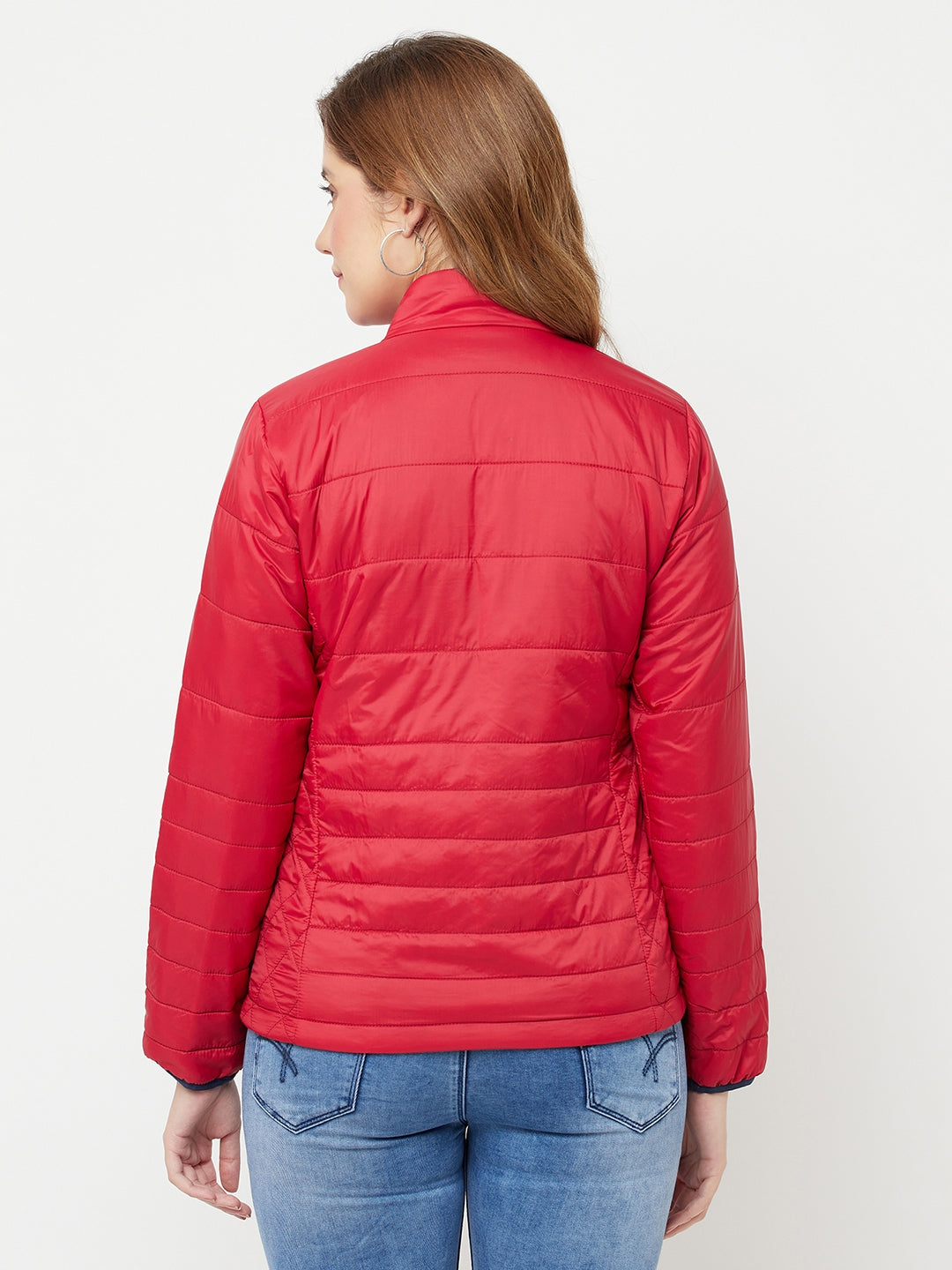 Red Reversible Padded Jacket - Women Jackets