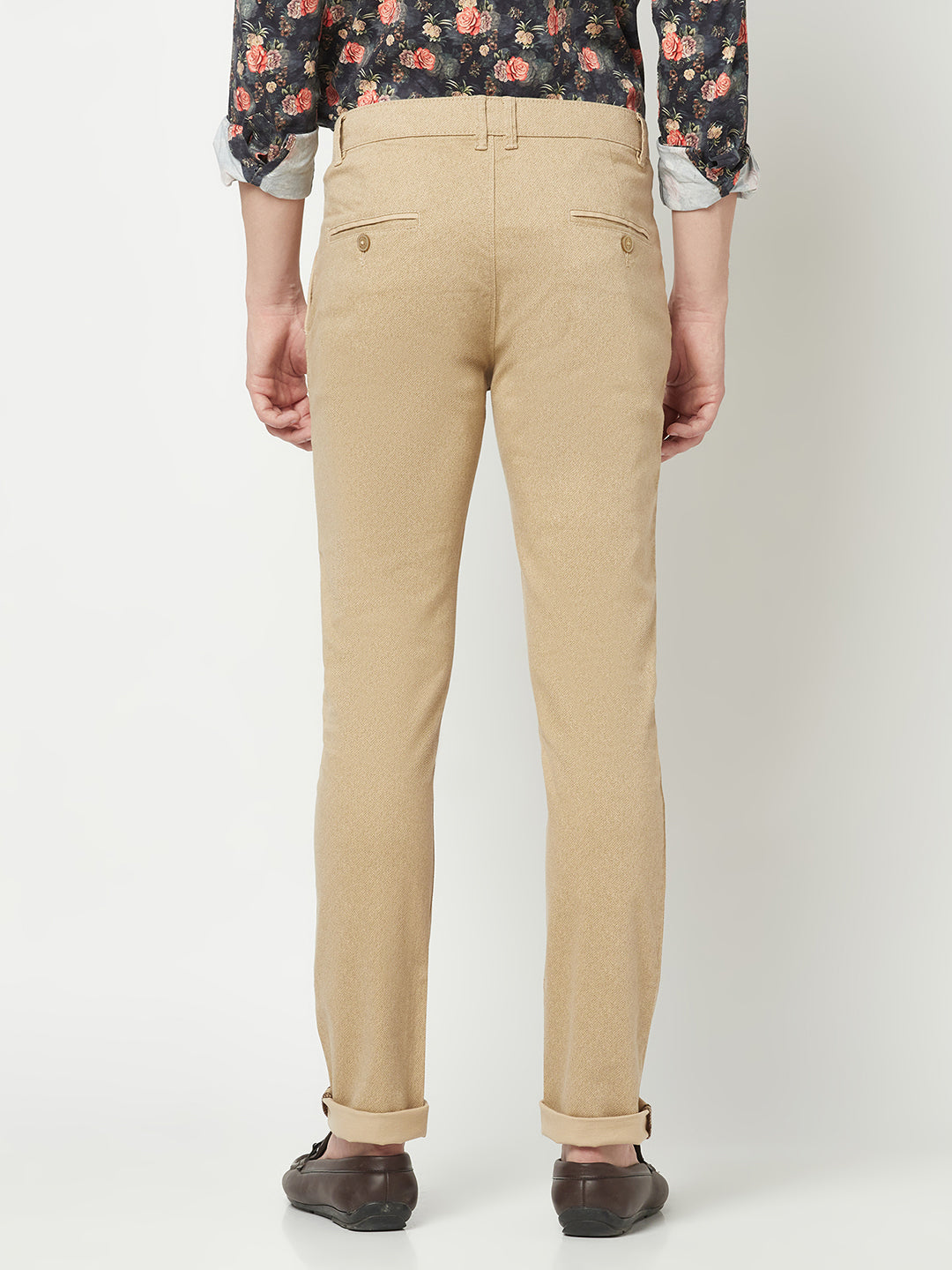  Textured Fawn Chino Trousers