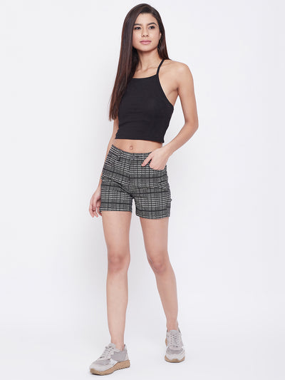Grey Checked Shorts - Women Shorts