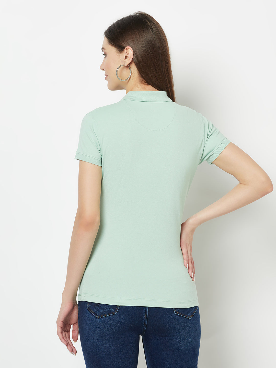  Mint Green Fitted Polo T-Shirt