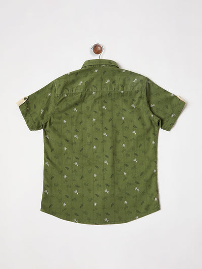 Olive Floral Shirt - Boys Shirts