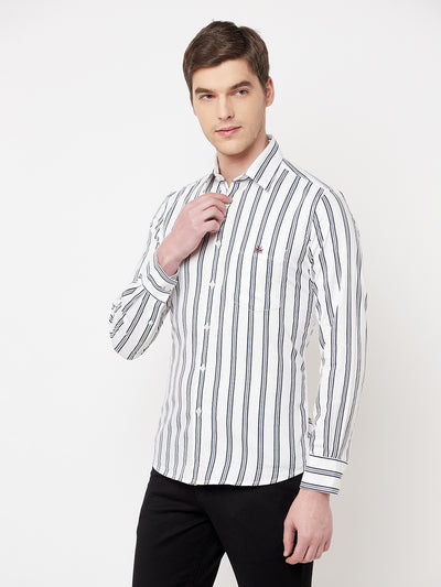 White Striped Casual Shirt - Men Shirts