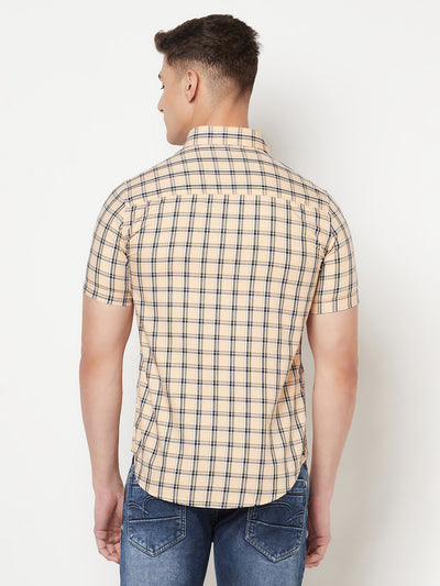 Peach Checked Shirt - Men Shirts