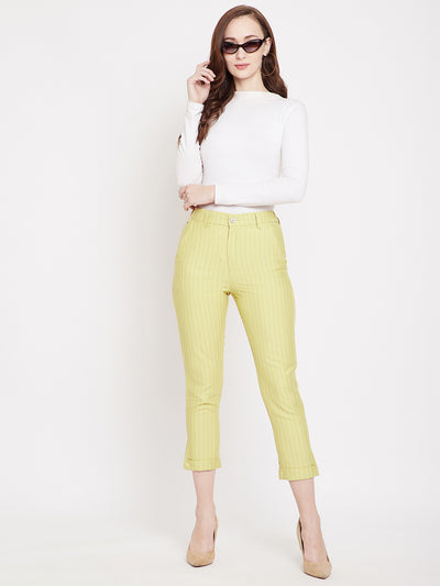 Yellow Striped Trousers - Women Trousers