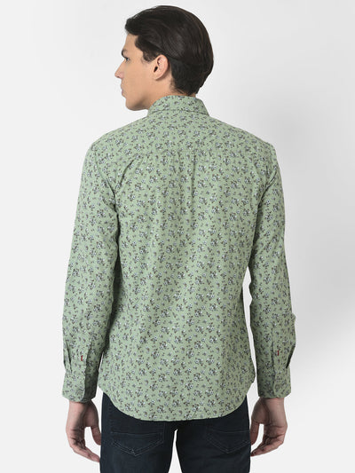 Tea Green Shirt in Floral Print 