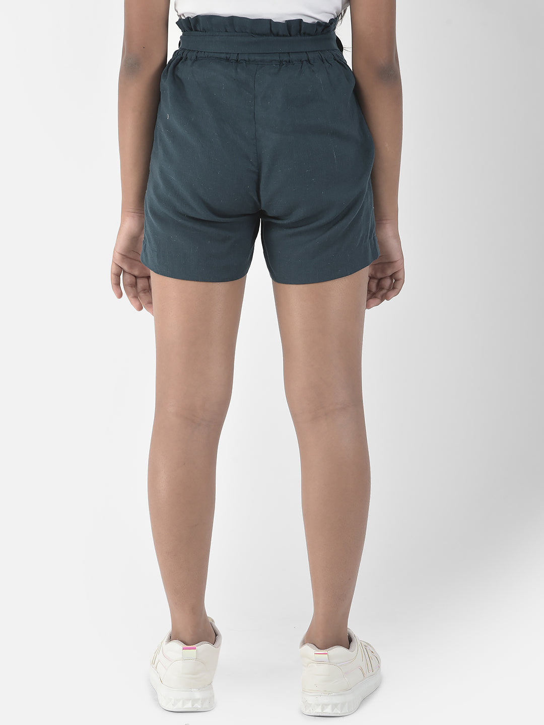   Dark Green Patch-Pocket Shorts