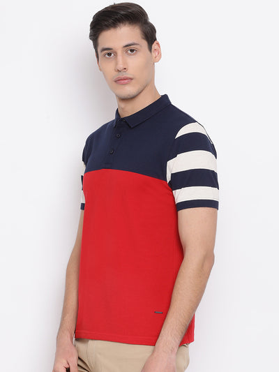 Red Colourblocked T-shirt - Men T-Shirts