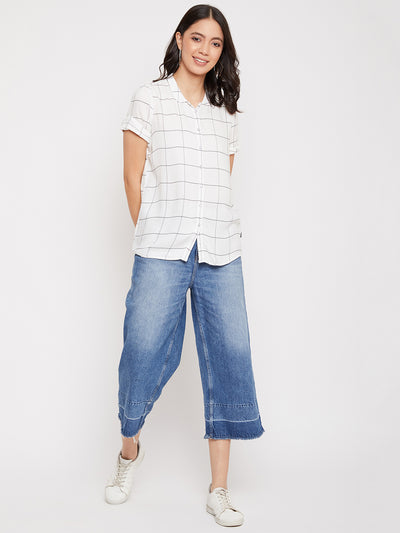 White and Black Checked Shirt - Women Shirts