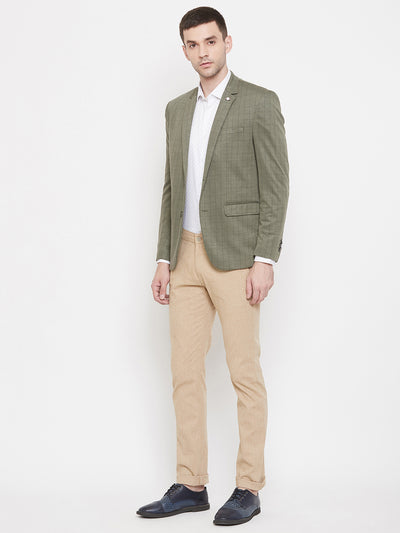 Olive Checked Blazer - Men Blazers