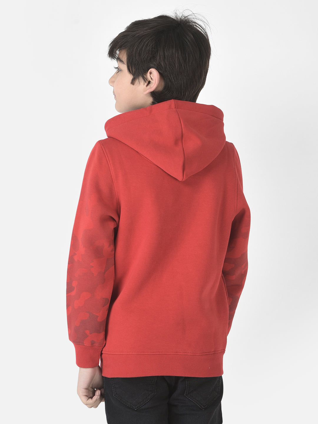  Red Heavy Typography Hoodie