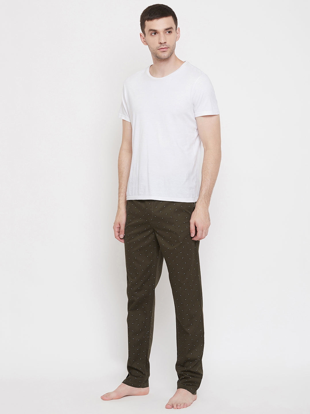 Olive Printed Lounge Pants - Men Lounge Pants